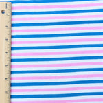 Load image into Gallery viewer, Ivory/Pink/Turquoise Stripe 100% Cotton Jersey
