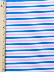 Load image into Gallery viewer, Ivory/Pink/Turquoise Stripe 100% Cotton Jersey