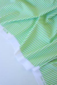 Spring Green & White Horizontal 1/8" Stripe Nylon Spandex Tricot | Designer Deadstock