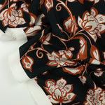 Load image into Gallery viewer, Pecan Floral on Black Rayon Lawn | Designer Deadstock
