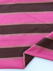 Load image into Gallery viewer, Lipstick/Brown/Kelp Stripe 100% Cotton Jersey