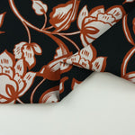 Load image into Gallery viewer, Pecan Floral on Black Rayon Lawn | Designer Deadstock
