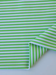 Load image into Gallery viewer, Spring Green &amp; White Horizontal 1/8&quot; Stripe Nylon Spandex Tricot | Designer Deadstock
