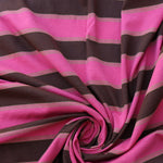 Load image into Gallery viewer, Lipstick/Brown/Kelp Stripe 100% Cotton Jersey

