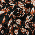 Load image into Gallery viewer, Pecan Floral on Black Rayon Lawn | Designer Deadstock
