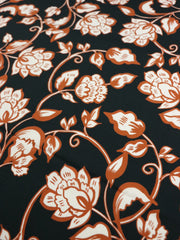 Load image into Gallery viewer, Pecan Floral on Black Rayon Lawn | Designer Deadstock