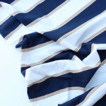 Load image into Gallery viewer, Navy/Ivory/Taupe Stripe 100% Cotton Jersey
