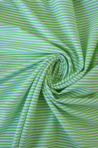 1YD PRECUT; Spring Green & White Horizontal 1/8" Stripe Nylon Spandex Tricot | Designer Deadstock