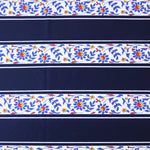 Load image into Gallery viewer, Flower Stencil &amp; Navy Stripe Nylon Spandex Tricot | Designer Deadstock
