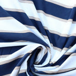 Load image into Gallery viewer, Navy/Ivory/Taupe Stripe 100% Cotton Jersey
