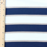 Load image into Gallery viewer, Navy/Ivory/Taupe Stripe 100% Cotton Jersey
