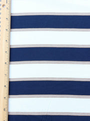 Load image into Gallery viewer, Navy/Ivory/Taupe Stripe 100% Cotton Jersey