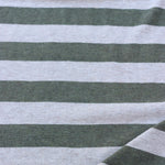 Load image into Gallery viewer, Heathered Olive &amp; Oatmeal Stripe 100% Cotton Jersey
