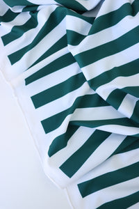 Spruce & White Horizontal 7/8" Stripe Nylon Spandex Tricot | Designer Deadstock