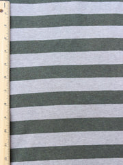 Load image into Gallery viewer, Heathered Olive &amp; Oatmeal Stripe 100% Cotton Jersey