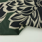 Load image into Gallery viewer, 1YD 29IN REMNANT; Black Floral Outlines on Hunter Green Cotton Lawn | Designer Deadstock
