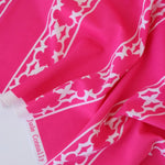 Load image into Gallery viewer, Lattice Stripe on Fuchsia Nylon Spandex Tricot | Designer Deadstock
