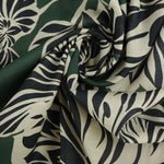 Load image into Gallery viewer, 1YD 29IN REMNANT; Black Floral Outlines on Hunter Green Cotton Lawn | Designer Deadstock
