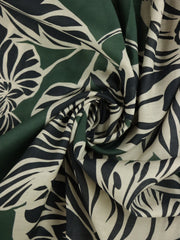 Load image into Gallery viewer, 1YD 29IN REMNANT; Black Floral Outlines on Hunter Green Cotton Lawn | Designer Deadstock
