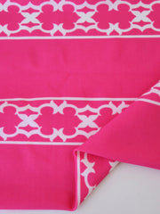 Load image into Gallery viewer, Lattice Stripe on Fuchsia Nylon Spandex Tricot | Designer Deadstock
