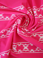 Load image into Gallery viewer, Lattice Stripe on Fuchsia Nylon Spandex Tricot | Designer Deadstock

