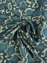 Load image into Gallery viewer, Indigo Batik Single Border Scrolls Cotton Sateen | Designer Deadstock