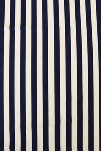 Ivory & Navy Vertical 1/2" Stripe Nylon Spandex Tricot | Designer Deadstock