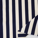 Load image into Gallery viewer, Ivory &amp; Navy Vertical 1/2&quot; Stripe Nylon Spandex Tricot | Designer Deadstock
