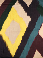 Load image into Gallery viewer, Eggplant/Teal/Yellow Shibori Diamonds Cotton Gauze | Designer Deadstock