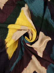 Load image into Gallery viewer, Eggplant/Teal/Yellow Shibori Diamonds Cotton Gauze | Designer Deadstock