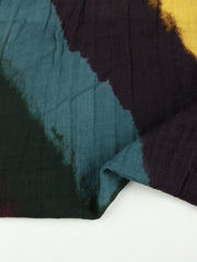 Load image into Gallery viewer, Eggplant/Teal/Yellow Shibori Diamonds Cotton Gauze | Designer Deadstock