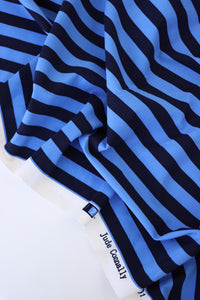 Flawed Periwinkle & Navy Vertical 1/2" Stripe Nylon Spandex Tricot | Designer Deadstock