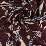 Load image into Gallery viewer, 2YD 10IN REMNANT; Maroon &amp; Royal Floral Cotton Lawn | Designer Deadstock
