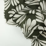 Load image into Gallery viewer, Ivory Botanic on Olive Viscose Sateen | Designer Deadstock
