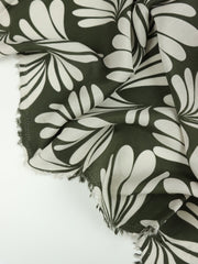Load image into Gallery viewer, Ivory Botanic on Olive Viscose Sateen | Designer Deadstock
