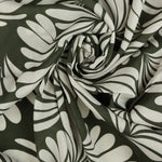 Load image into Gallery viewer, Ivory Botanic on Olive Viscose Sateen | Designer Deadstock
