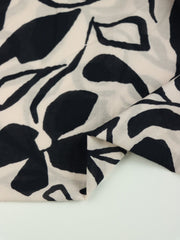 Load image into Gallery viewer, Black Floral on White Cotton Sateen | Designer Deadstock