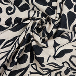 Load image into Gallery viewer, Black Floral on White Cotton Sateen | Designer Deadstock
