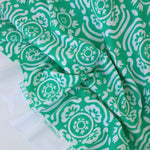 Load image into Gallery viewer, White Floral on Green Nylon Spandex Tricot | Designer Deadstock
