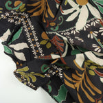 Load image into Gallery viewer, Green &amp; Mustard Floral on Black Cotton Lawn | Designer Deadstock
