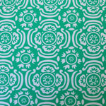 Load image into Gallery viewer, White Floral on Green Nylon Spandex Tricot | Designer Deadstock
