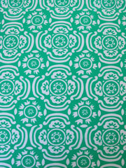 Load image into Gallery viewer, White Floral on Green Nylon Spandex Tricot | Designer Deadstock
