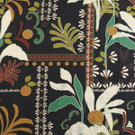 Load image into Gallery viewer, Green &amp; Mustard Floral on Black Cotton Lawn | Designer Deadstock
