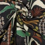 Load image into Gallery viewer, Green &amp; Mustard Floral on Black Cotton Lawn | Designer Deadstock

