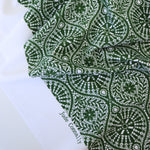 Load image into Gallery viewer, Mosaic Lanterns on Olive Nylon Spandex Tricot | Designer Deadstock
