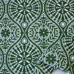 Load image into Gallery viewer, Mosaic Lanterns on Olive Nylon Spandex Tricot | Designer Deadstock
