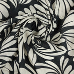 Load image into Gallery viewer, White Botanic on Black Viscose Sateen | Designer Deadstock
