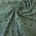 Load image into Gallery viewer, Mosaic Lanterns on Olive Nylon Spandex Tricot | Designer Deadstock
