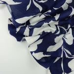 Load image into Gallery viewer, 3YD FLAWED REMNANT; White Floral on Navy Cotton Lawn | Designer Deadstock
