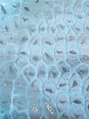 Load image into Gallery viewer, 1YD Blue Cheetah Lace W/ Metallic Silver | Kayla's Destash